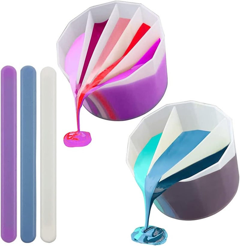 AFUNTA 3/5 Cavity Split Cups for Paint Pouring, Reusable Silicone Split Cup for Acrylic Pouring with 3 PCS Silicone Stir Sticks - Image 1